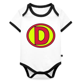 Super, Superheld, Superheldin, Hero, D - Organic Baby Contrasting Bodysuit - white/black  - Front