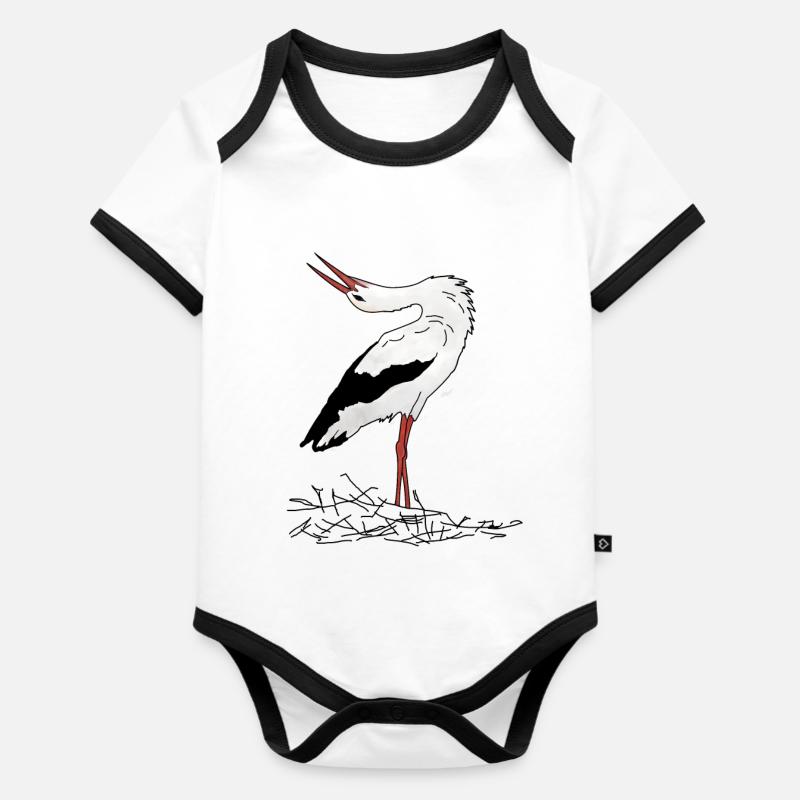 Cigogne - Body Bébé bio contrasté manches courtes - blanc/noir 