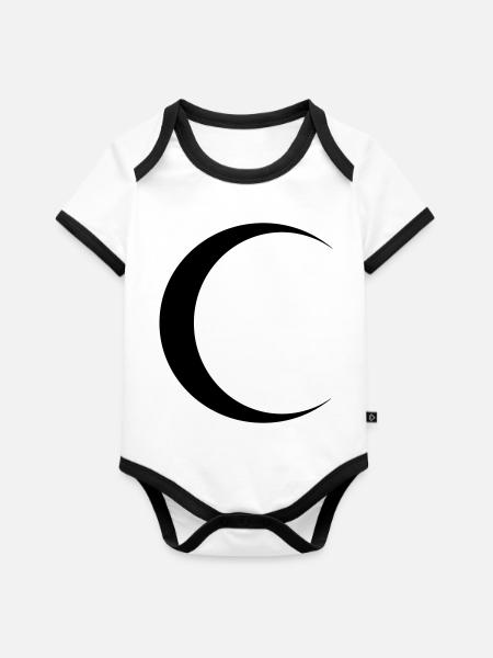 Mond - Baby Bio-Kurzarm-Kontrastbody - Weiß/Schwarz