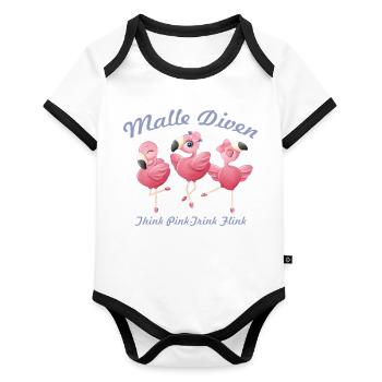 Malle Divas Think Pink DrinkIng Nimble Bridal Gift - Organic Baby Contrasting Bodysuit - white/black  - Front
