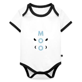 Moo (half head bull) - Organic Baby Contrasting Bodysuit - white/black  - Front