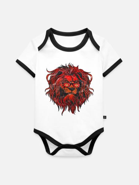 Montenegro - Baby Bio-Kurzarm-Kontrastbody - Weiß/Schwarz