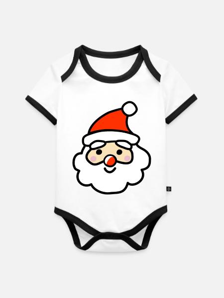 Santa - Baby Bio-Kurzarm-Kontrastbody - Weiß/Schwarz
