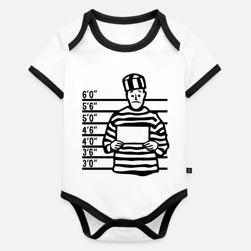 prisonnier prisoner pancarte empty vide1 - Body Bébé bio contrasté manches courtes - blanc/noir