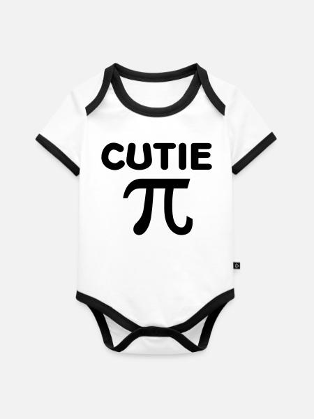 cutie pie - Baby Bio-Kurzarm-Kontrastbody - Weiß/Schwarz