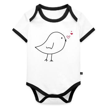 kueken - Baby Bio-Kurzarm-Kontrastbody - Weiß/Schwarz  - Vorne