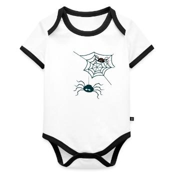 halloween spider - Organic Baby Contrasting Bodysuit - white/black  - Front