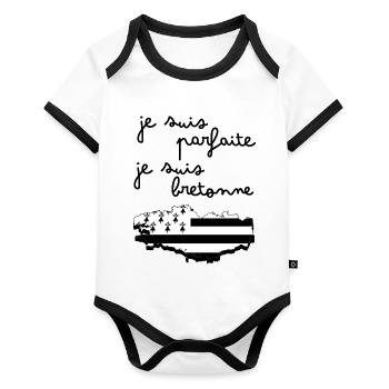 Bébé de Bretagne parfaite - Body Bébé bio contrasté manches courtes - blanc/noir  - Devant