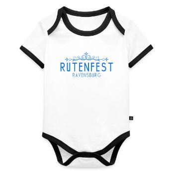 Ravensburg Rutenfest Ravensburger Schussental - Baby Bio-Kurzarm-Kontrastbody - Weiß/Schwarz  - Vorne