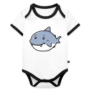 Cute Shark - Body Bébé bio contrasté manches courtes - blanc/noir  - Devant