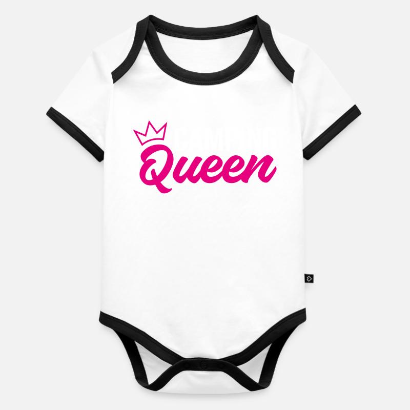 Camping Queen - Body Bébé bio contrasté manches courtes - blanc/noir 