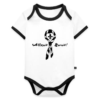 Pfadfinder Halsband - Baby Bio-Kurzarm-Kontrastbody - Weiß/Schwarz  - Vorne