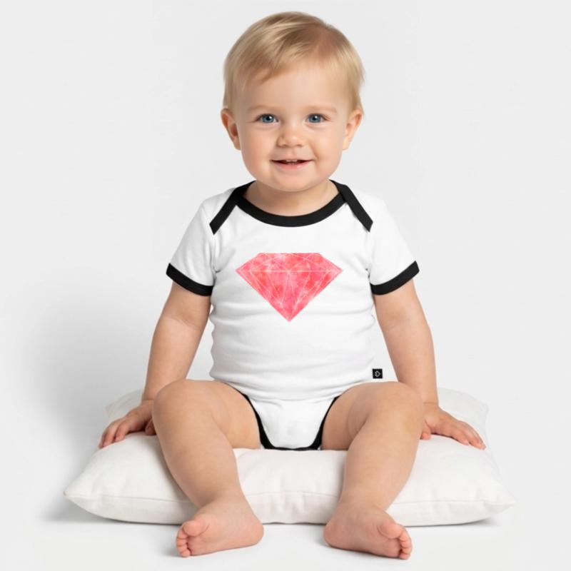 Red diamond ruby crystal gemstone Organic Baby Contrasting Bodysuit