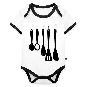 Outils de cuisine - Body Bébé bio contrasté manches courtes - blanc/noir  - Devant