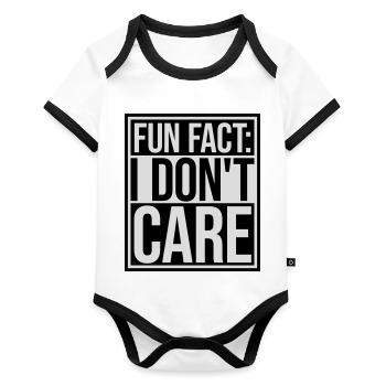 I don't care fact - Organic Baby Contrasting Bodysuit - white/black  - Front