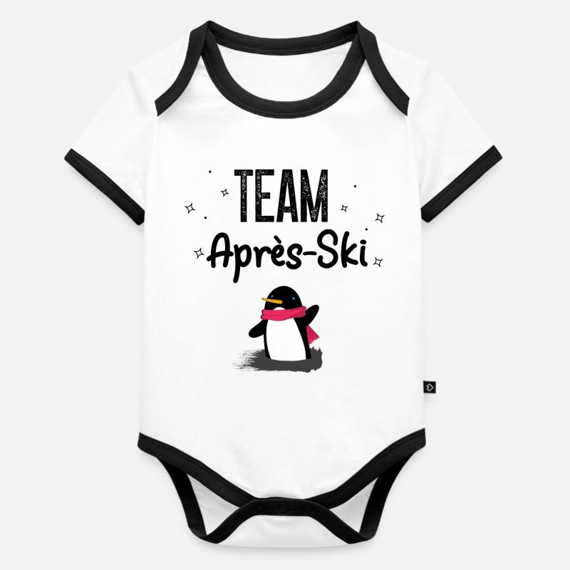 Team Après-ski Penguin - Body Bébé bio contrasté manches courtes - blanc/noir