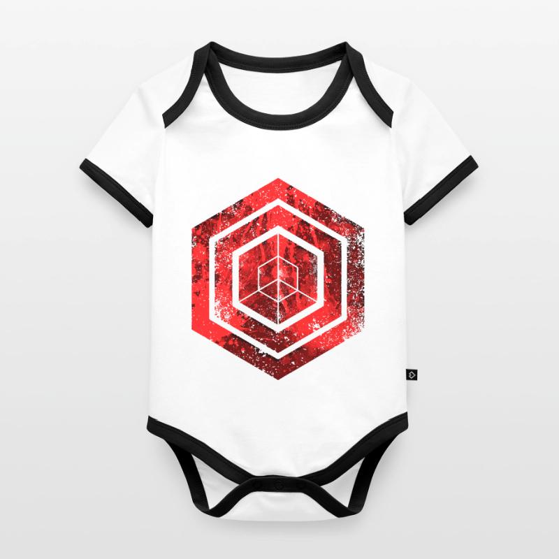 Codage géométrique du programmeur de programmation hexagonale Body Bébé bio contrasté manches courtes