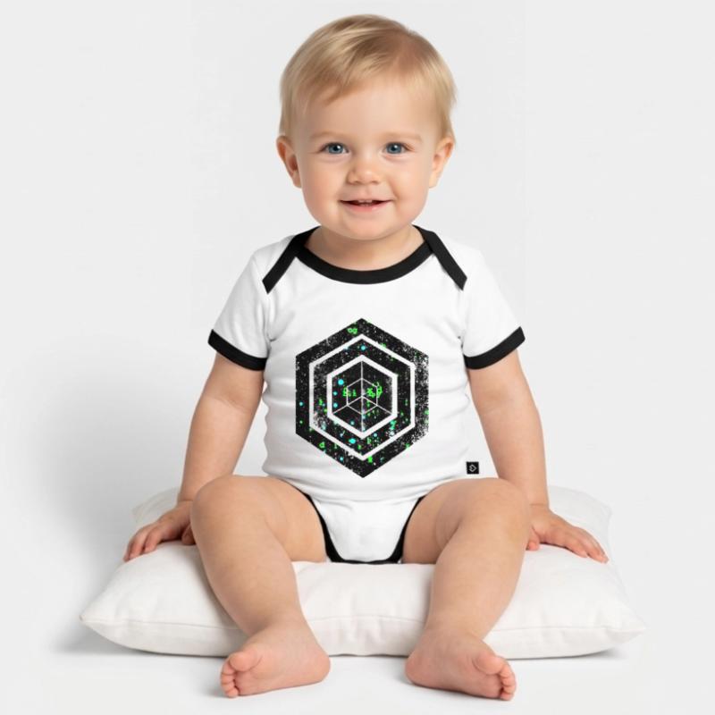 Hexagon-Programmierung Programmierer Codierung geometrisch Baby Bio-Kurzarm-Kontrastbody