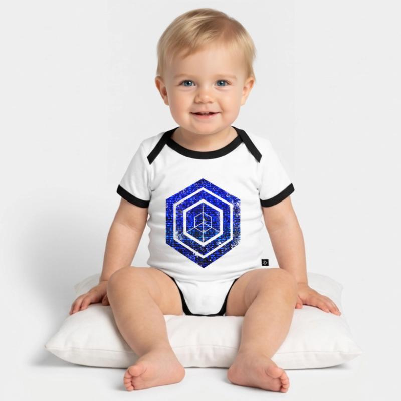 Hexagon-Programmierung Programmierer Codierung geometrisch Baby Bio-Kurzarm-Kontrastbody