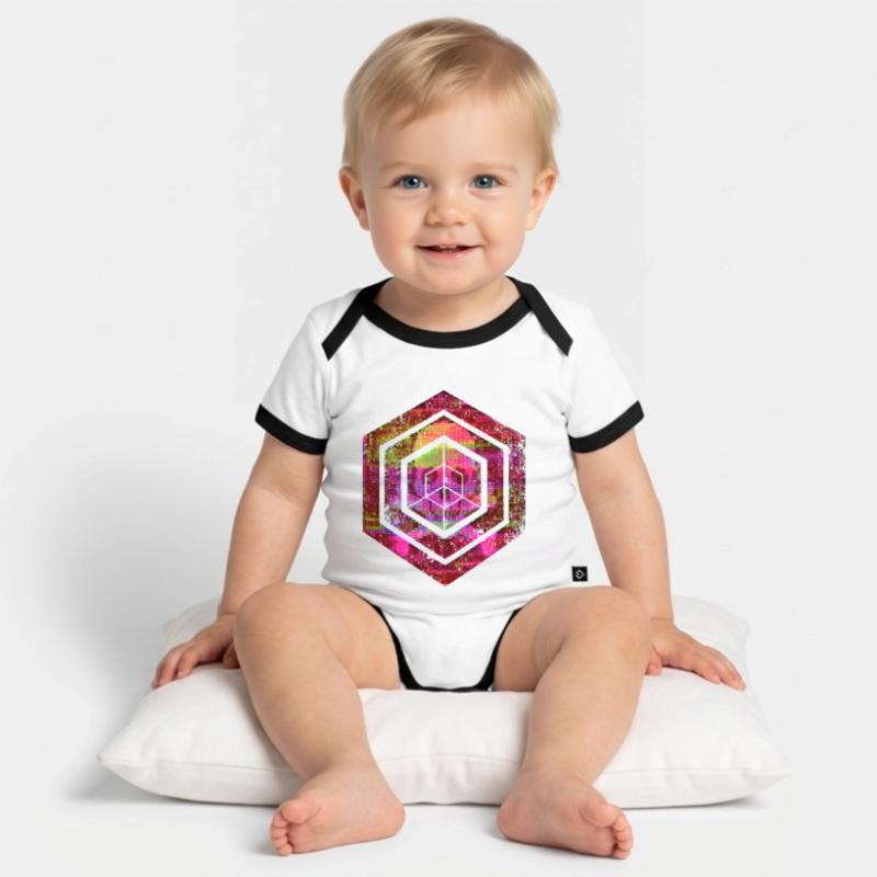 Hexagon-Programmierung Programmierer Codierung geometrisch Baby Bio-Kurzarm-Kontrastbody