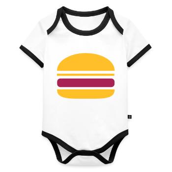 Un hamburger - Body Bébé bio contrasté manches courtes - blanc/noir  - Devant