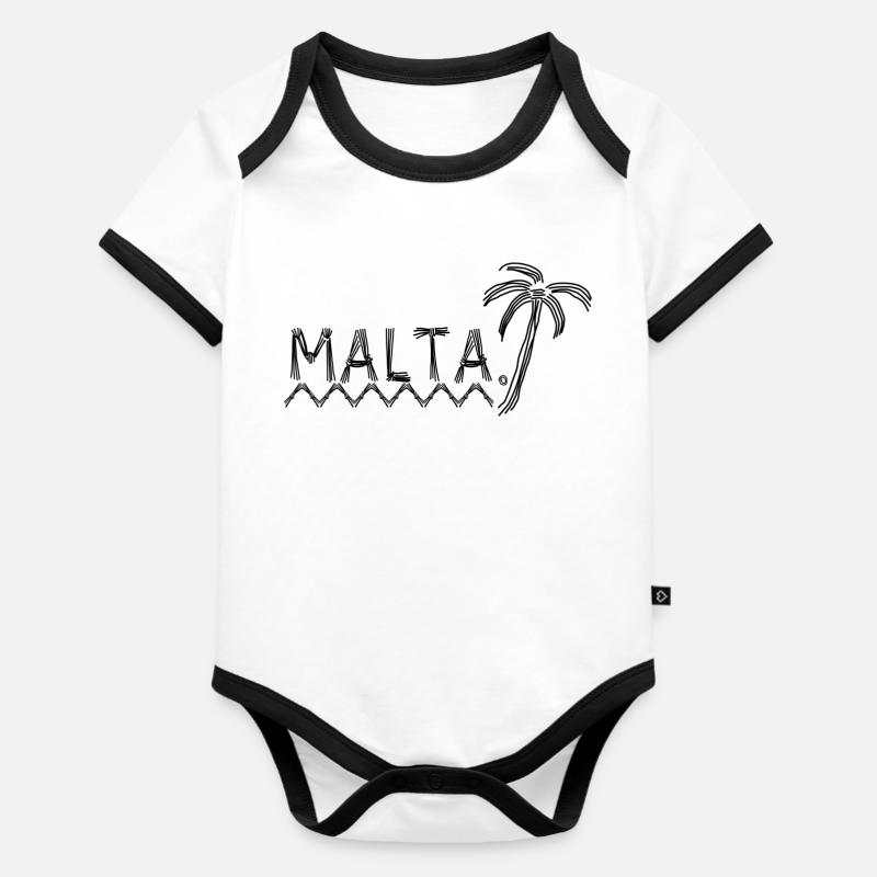 Malta - Baby Bio-Kurzarm-Kontrastbody - Weiß/Schwarz 