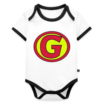 Super, Superheld, Superheldin, Hero, G - Organic Baby Contrasting Bodysuit - white/black  - Front