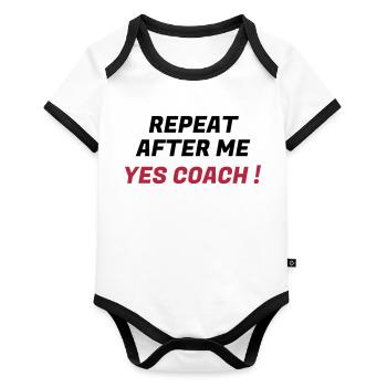 Coach / Coaching / Entraineur / Sport - Body Bébé bio contrasté manches courtes - blanc/noir  - Devant