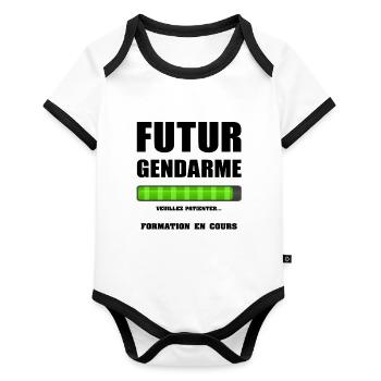 FUTUR GENDARME - Body Bébé bio contrasté manches courtes - blanc/noir  - Devant