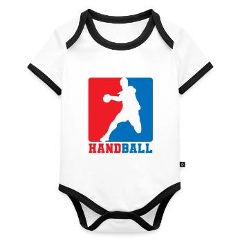 Handball competition team club - Organic Baby Contrasting Bodysuit - white/black  - Front
