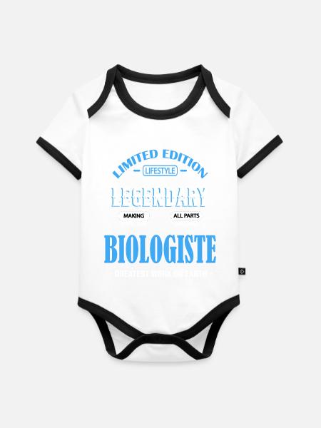 BIOLOGE - Baby Bio-Kurzarm-Kontrastbody - Weiß/Schwarz