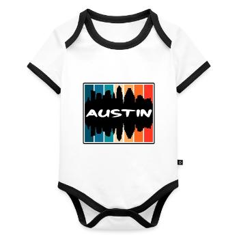 Austin Texas États-Unis Skyline Silhouette Voyage Souveni - Body Bébé bio contrasté manches courtes - blanc/noir  - Devant
