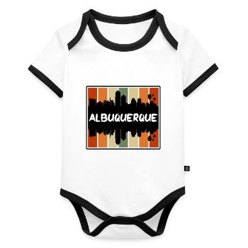 Albuquerque New Mexico Usa Skyline Silhouette Trav - Organic Baby Contrasting Bodysuit - white/black  - Front