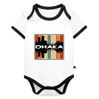 Dhaka Bangladesch Skyline Silhouette Reise Souveni - Baby Bio-Kurzarm-Kontrastbody - Weiß/Schwarz  - Vorne