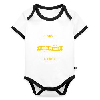 GIANNI PARFAIT - PRENOM GIANNI - Body Bébé bio contrasté manches courtes - blanc/noir  - Devant