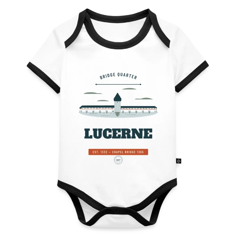 Abzeichen Lucerne auf organic baby contrasting bodysuit