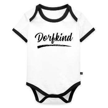 Enfant du village T-shirt pays enfant village - Body Bébé bio contrasté manches courtes - blanc/noir  - Devant