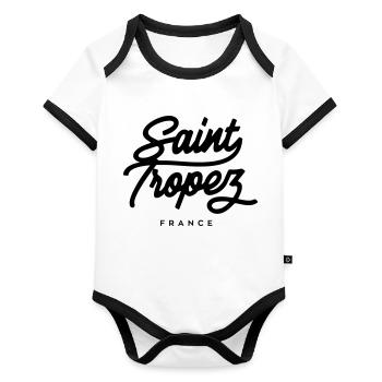 Saint Tropez - Body Bébé bio contrasté manches courtes - blanc/noir  - Devant
