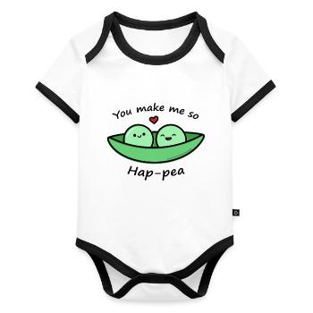 Süße Erbse - Baby Bio-Kurzarm-Kontrastbody - Weiß/Schwarz  - Vorne