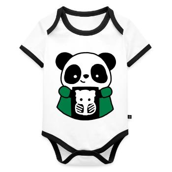 Panda TSRM technicien en radiologie - Body Bébé bio contrasté manches courtes - blanc/noir  - Devant