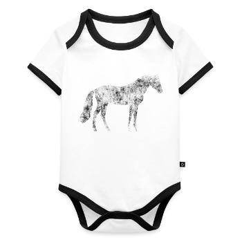Horses - Organic Baby Contrasting Bodysuit - white/black  - Front