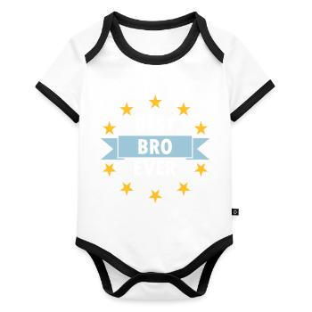 Meilleur bro de tous les temps (bannières, étoiles) - Body Bébé bio contrasté manches courtes - blanc/noir  - Devant