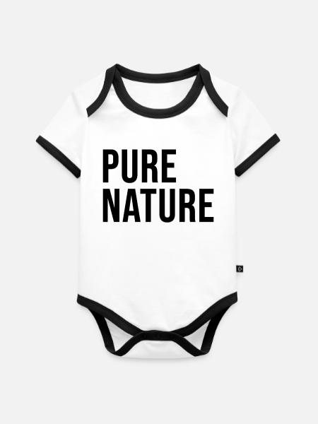 Pure Nature - Baby Bio-Kurzarm-Kontrastbody - Weiß/Schwarz 