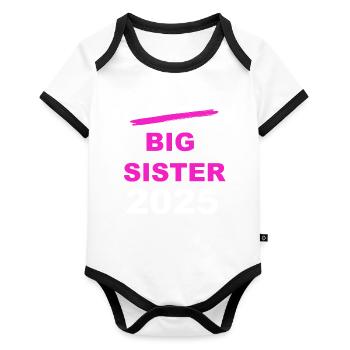 La future grande sœur ne sera plus enfant unique en 2025 - Body Bébé bio contrasté manches courtes - blanc/noir  - Devant