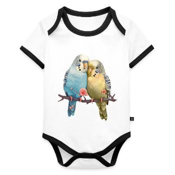 Budgies - Organic Baby Contrasting Bodysuit - white/black  - Front