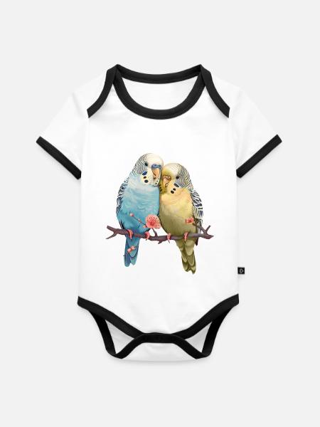 Budgies - Organic Baby Contrasting Bodysuit - white/black