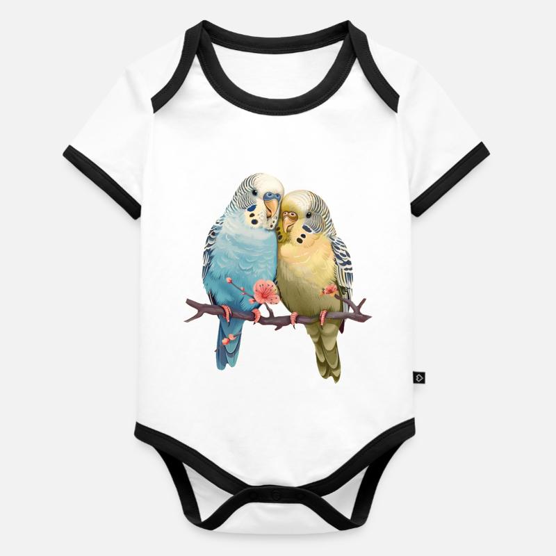 Budgies - Organic Baby Contrasting Bodysuit - white/black 