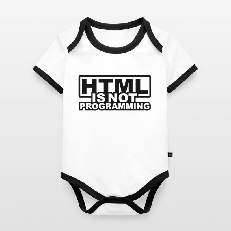 HTML is NOT Programming Baby Bio-Kurzarm-Kontrastbody