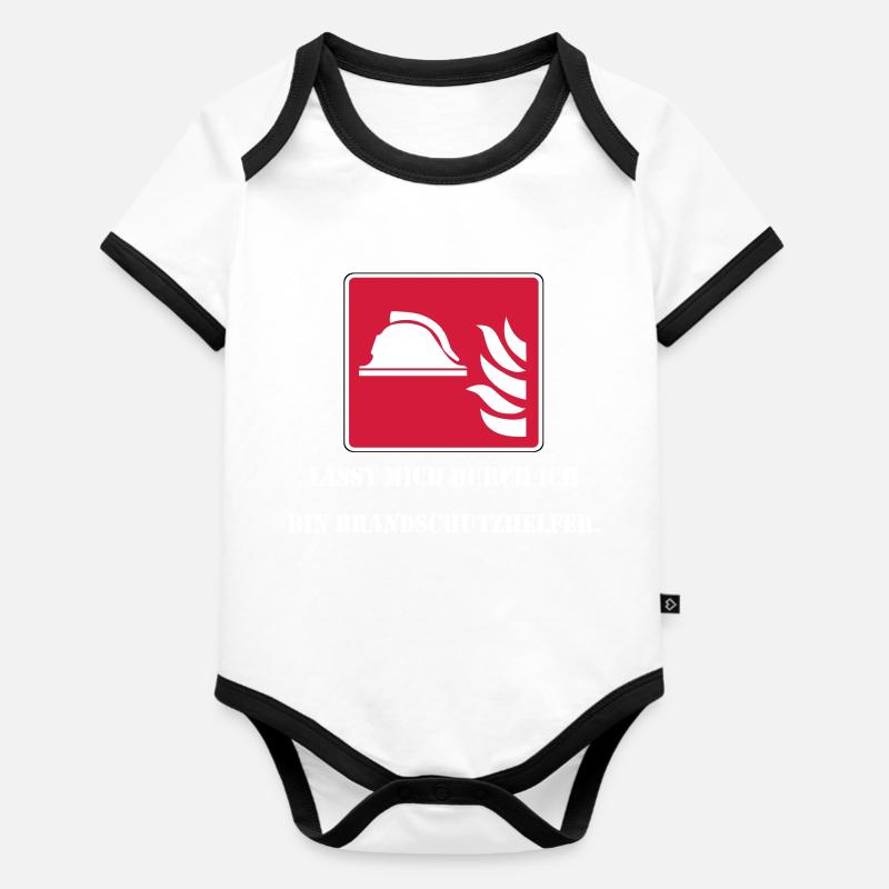 Lasst mich durch ich bin Brandschutzhelfer (weiß) - Baby Bio-Kurzarm-Kontrastbody - Weiß/Schwarz