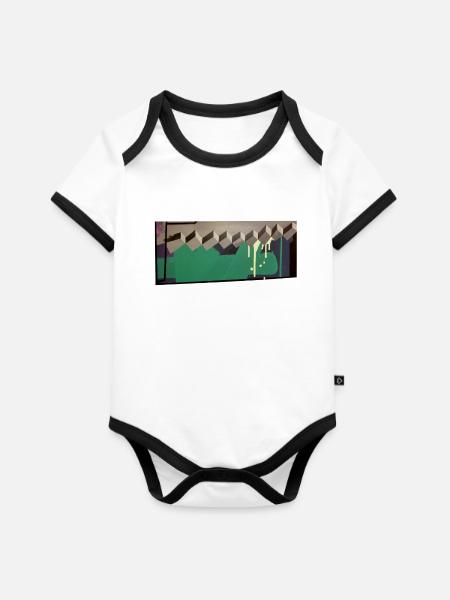 Zickzack - Baby Bio-Kurzarm-Kontrastbody - Weiß/Schwarz 